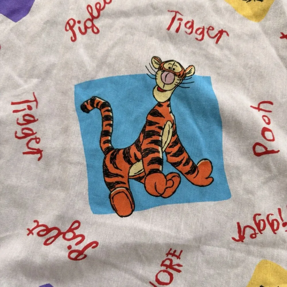 Disney Winnie the Pooh 1996 Crib Sheet 1 Fitted End 1 Flat Tigger Eeyore VTG